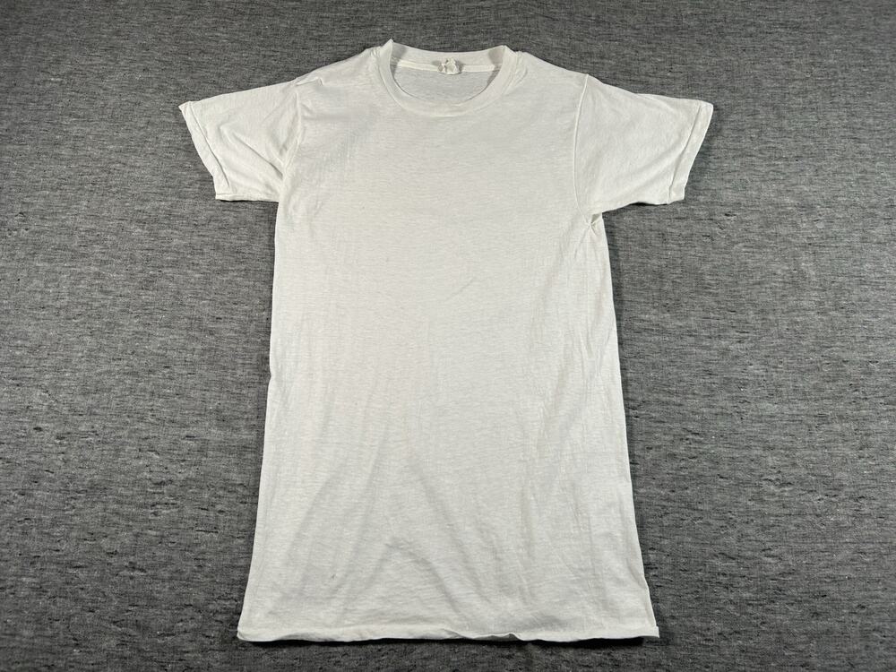 Vintage 70s Fruit of the Loom Shirt Mens Large 42-44 White Blank Single Stitch